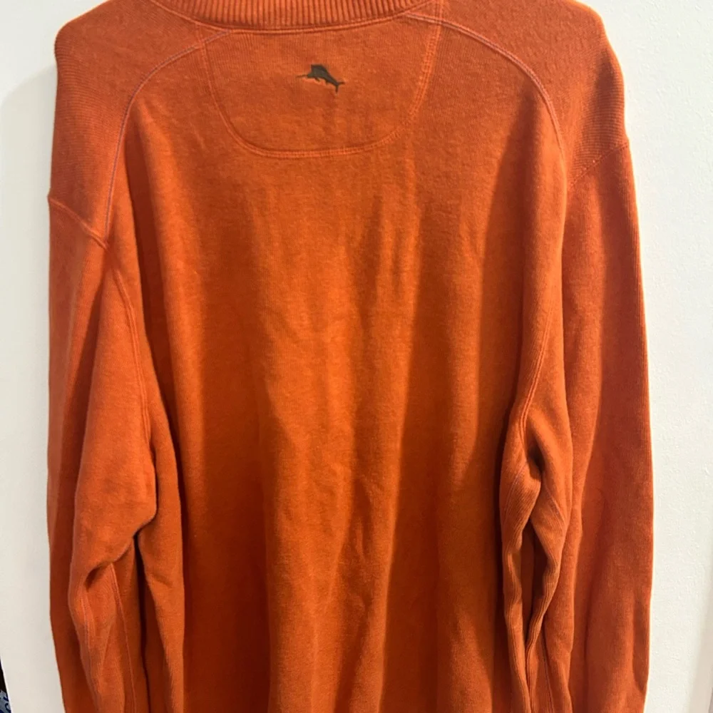 Tommy Bahama Sweater Mens XL Orange Quarter Zip Casual Reversible Sweater
